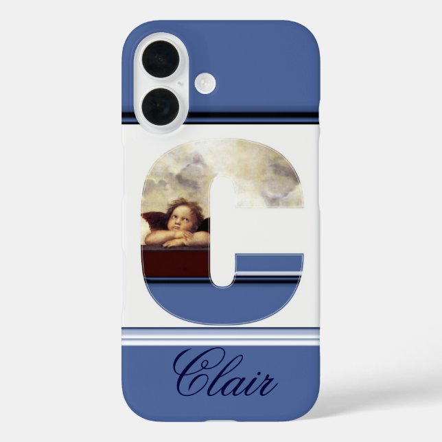 RENAISSANCE ANGEL C LETTER Winged Cherub Monogramm iPhone 16 Hülle (Rückseite)