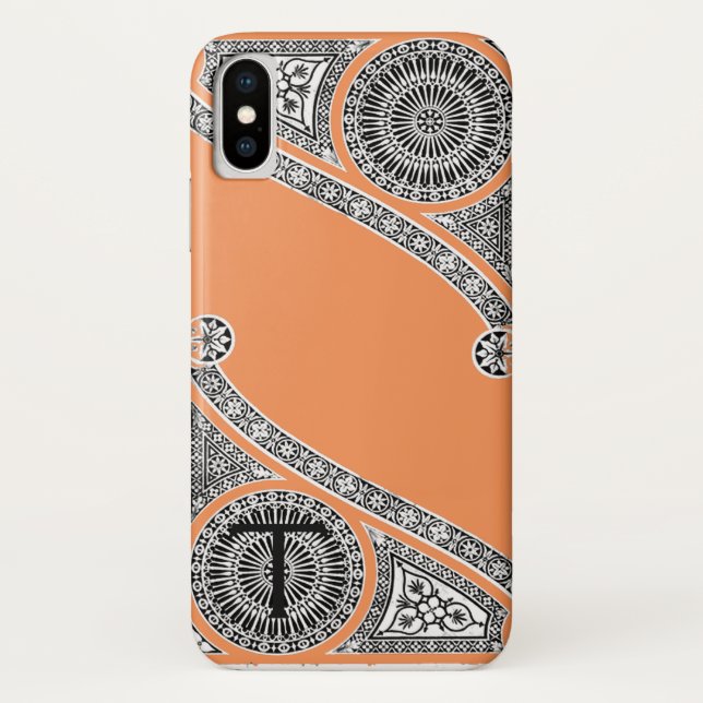 RENAISSANCE ARCHITECT Mandarine Orange Monogramm Case-Mate iPhone Hülle (Rückseite)