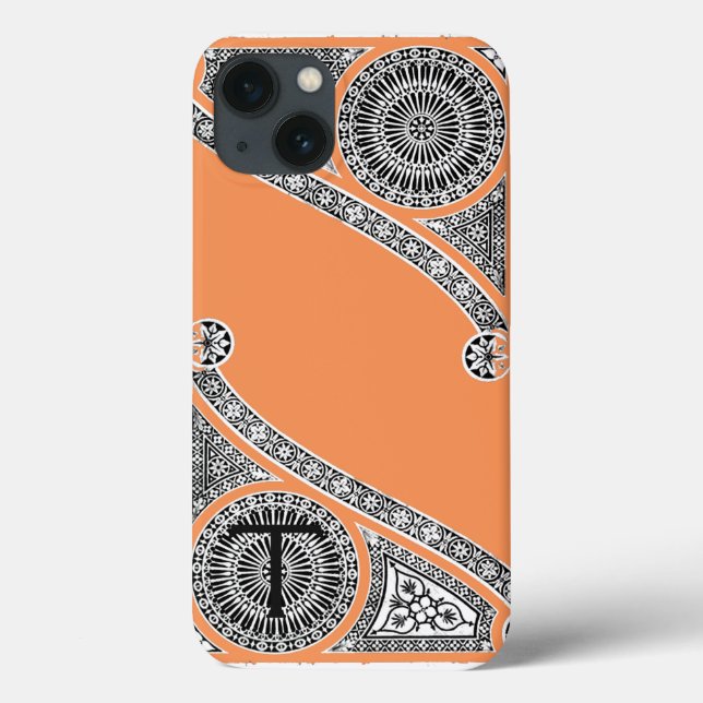 RENAISSANCE ARCHITECT Mandarine Orange Monogramm Case-Mate iPhone Hülle (Rückseite)