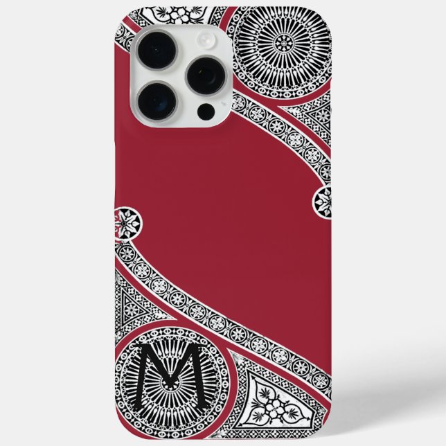 RENAISSANCE ARCHITECT Marsala Red Monogram Case-Mate iPhone Hülle (Rückseite)