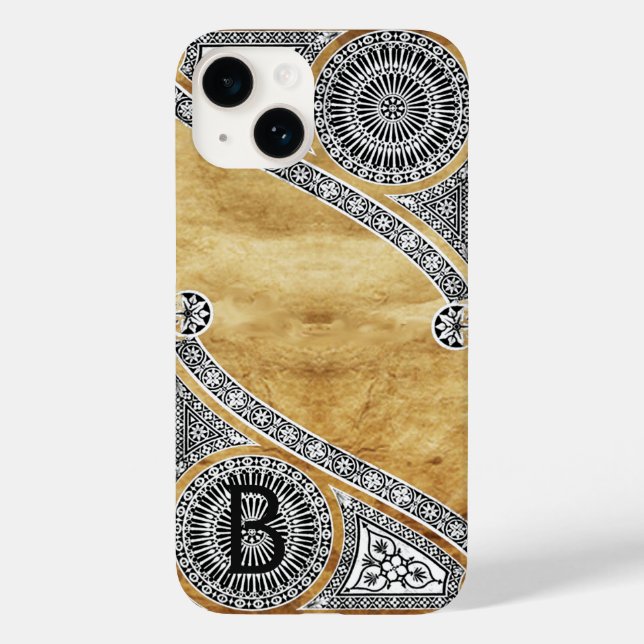 RENAISSANCE ARCHITECT-Parchment-Monogramm Case-Mate iPhone 14 Hülle (Rückseite)