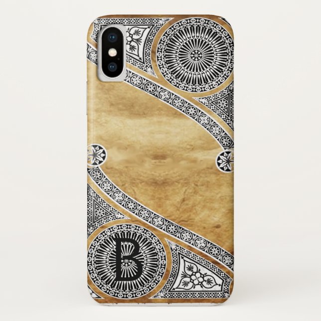 RENAISSANCE ARCHITECT-Parchment-Monogramm Case-Mate iPhone Hülle (Rückseite)