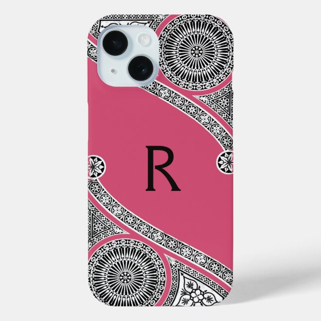 RENAISSANCE ARCHITECT Strawbere Ice Rosa Monogramm Case-Mate iPhone Hülle (Rückseite)