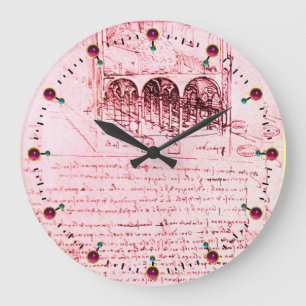 RENAISSANCE ARCHITEKTUR, ARCHITEKT, Pink Große Wanduhr