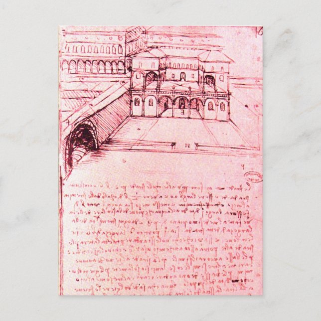 RENAISSANCE ARCHITEKTUR, VILLPROJEKT, rosa Postkarte (Vorderseite)
