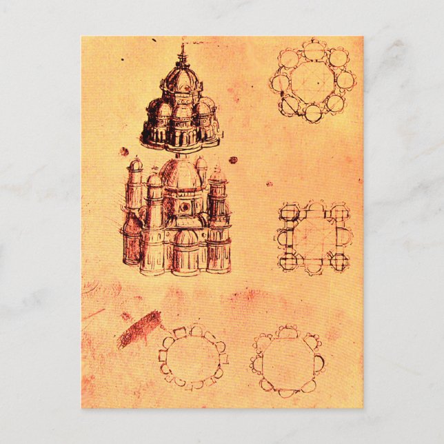 RENAISSANCE ARCHITEKTURELLES PROJEKT, Pergament Postkarte (Vorderseite)