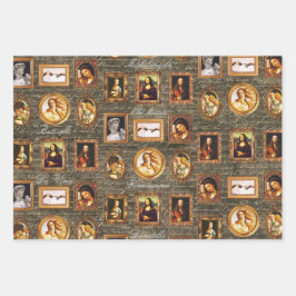 Renaissance Art Gerahmt auf antike Schrift Grunge Geschenkpapier Set