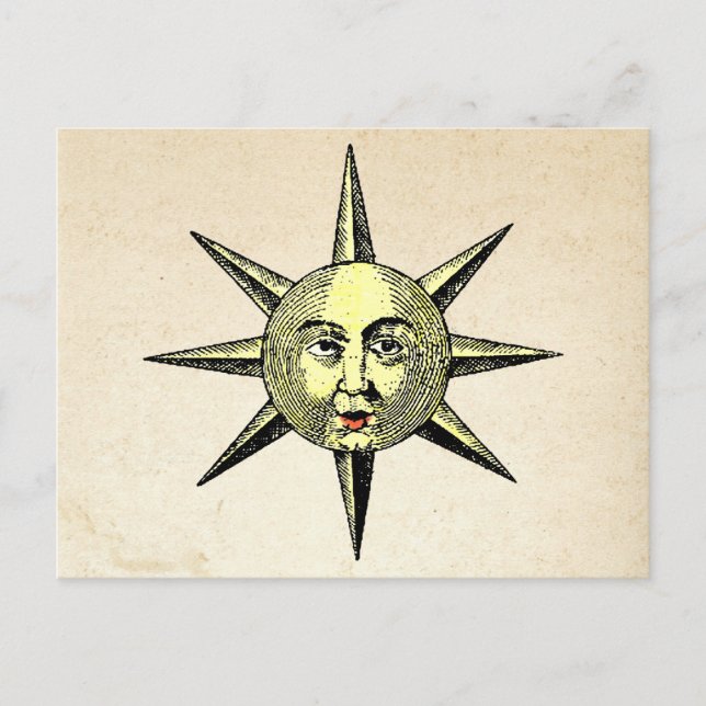 Renaissance Astronomie - Sonnengesicht Hand gefärb Postkarte (Vorderseite)