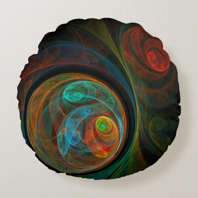 Renaissance Bleu Abstrait Art Coussin rond (Devant)
