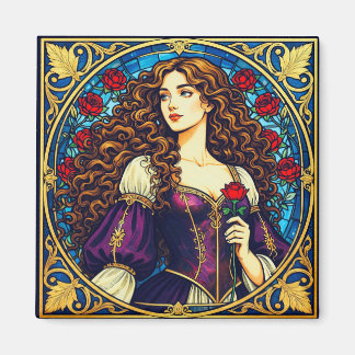 Renaissance-Dame mit Rose Magnet