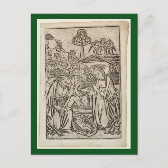 RENAISSANCE-DRUCK DER NATIVITÄTSKARTE FEIERTAGSPOSTKARTE (Vorderseite)