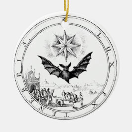 Renaissance Emblem Bat and Candle Keramik Ornament