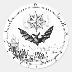 Renaissance Emblem Bat and Candle Runder Aufkleber