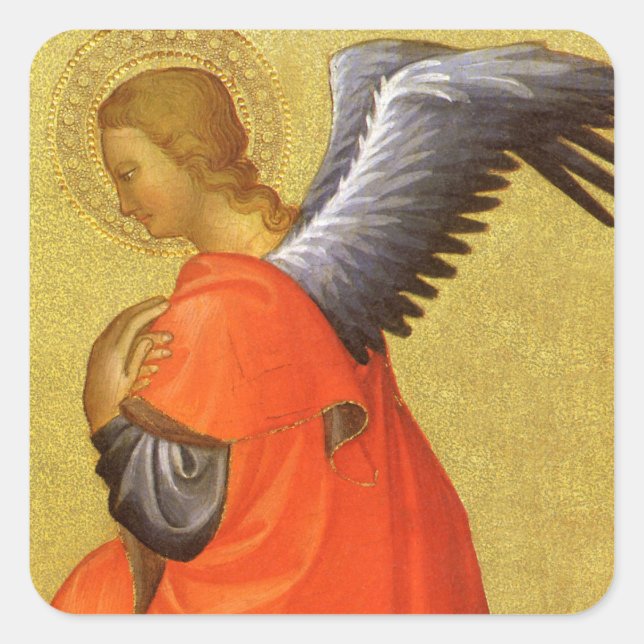 Renaissance Engel von Master of the Bambino Vispo Quadratischer Aufkleber (Vorderseite)