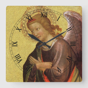 Renaissance-Engel von Meister des Bambino Vispo Quadratische Wanduhr