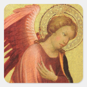 Renaissance-Engel von Meister des Bambino Vispo Quadratischer Aufkleber