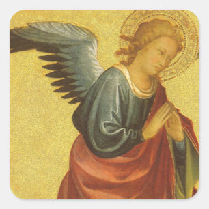 Renaissance-Engel von Meister des Bambino Vispo Quadratischer Aufkleber