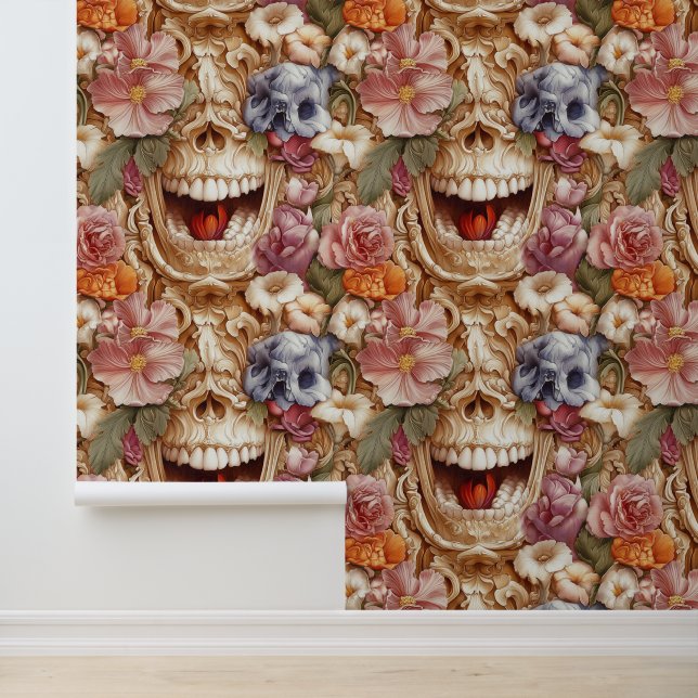 Renaissance Flower Skull Zahnklinik Dekoration Tapete (Anwendung)