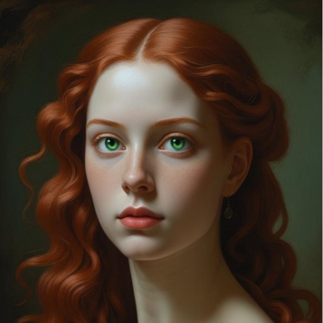 Renaissance-Frau mit hellgrünen Augen Poster (Von Creator hochgeladen)