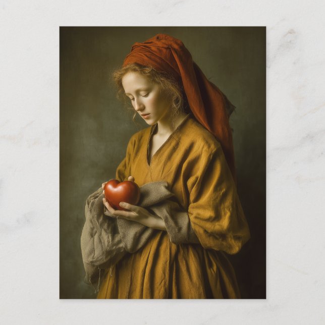 Renaissance-Frau mit Herz Postkarte (Vorderseite)