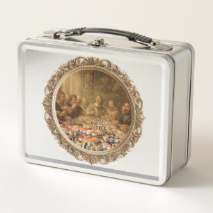 Renaissance-Gemälde-Parodie: Mann isst Sushi Metall Brotdose