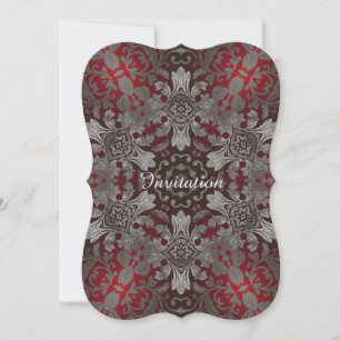 Renaissance Gothic Metallisch Rot und Schwarz Mand Einladung