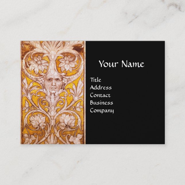 RENAISSANCE GROTESQUE FACE, SCHWARZE GOLD Weiße Pe Visitenkarte (Vorderseite)