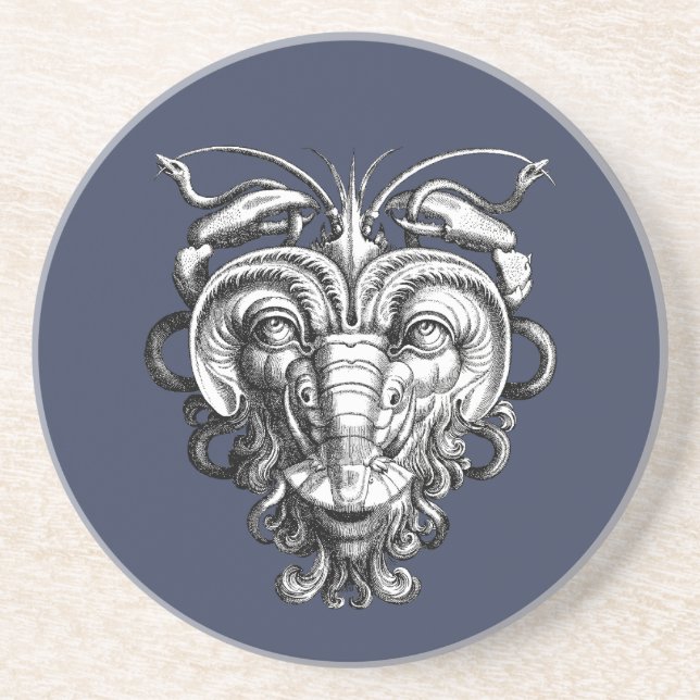 Renaissance Grotesque Gargoyle Face Lobster Man Getränkeuntersetzer (Vorne)