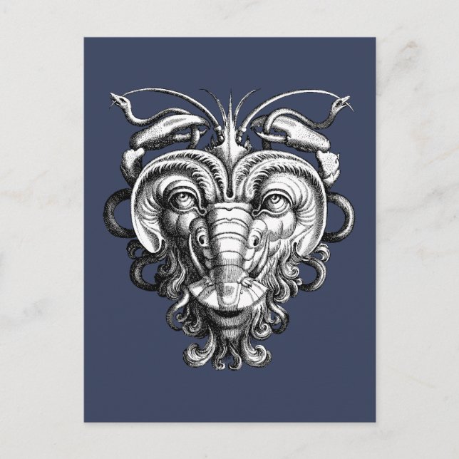 Renaissance Grotesque Gargoyle Face Lobster Man Postkarte (Vorderseite)