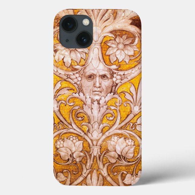 RENAISSANCE GROTESQUE GESICHT MIT GOLDWEISSEN BLUM Case-Mate iPhone HÜLLE (Rückseite)