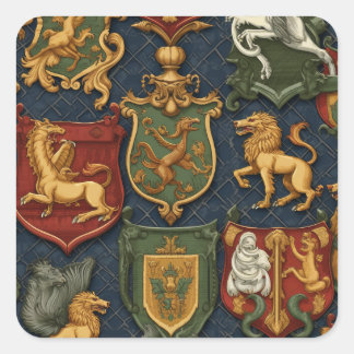 Renaissance-Heraldry Quadratischer Aufkleber