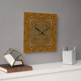 Renaissance-Herbstfliese Quadratische Wanduhr