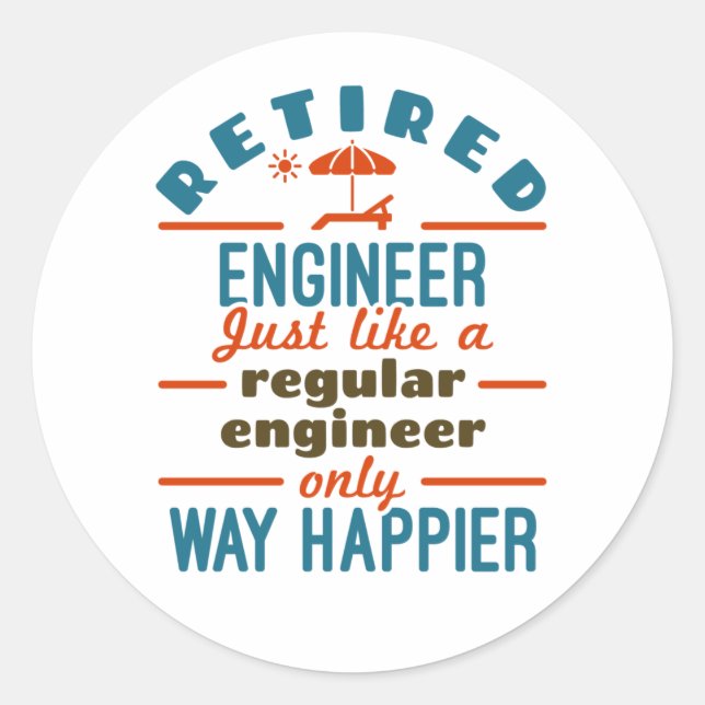 Renaissance Ingenieur Happier Engineering Retireme Runder Aufkleber (Vorderseite)