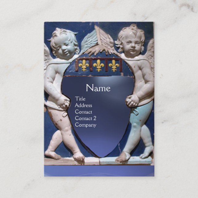 RENAISSANCE KLEINE ANGELS MONOGRAM Blaues Topaz Visitenkarte (Vorderseite)