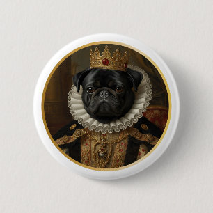 Renaissance-Königinnenporträt-inspirierte schwarze Button
