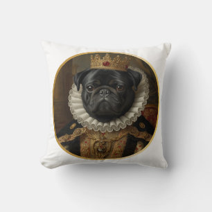 Renaissance-Königinnenporträt-inspirierte schwarze Kissen