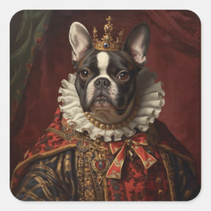 Renaissance-Königinnenporträt-Inspirierte Schwarze Quadratischer Aufkleber