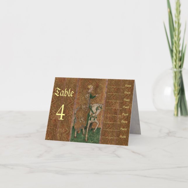 Renaissance Lady and Knight Wedding Seating Chart Karte (Vorderseite)