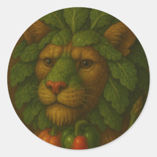 Renaissance Lion Portrait Runder Aufkleber