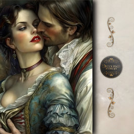 Renaissance Lovers Passionate Kiss Decoupage Seidenpapier