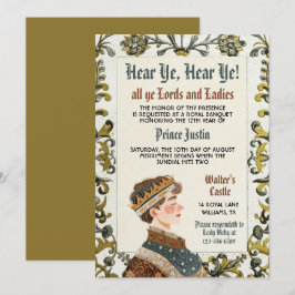 Renaissance médiévale Prince Invitation d'annivers