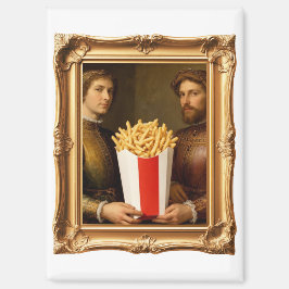Renaissance Men Holding Modern French Fries Magnet