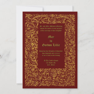 Renaissance-Mittelalterliche Foliage-Hochzeit Einladung