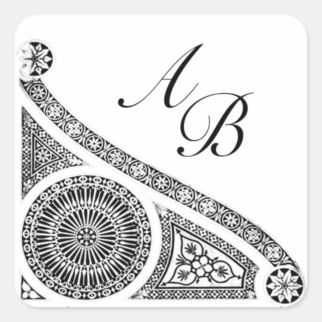 RENAISSANCE MONOGRAM QUADRATISCHER AUFKLEBER (Vorderseite)