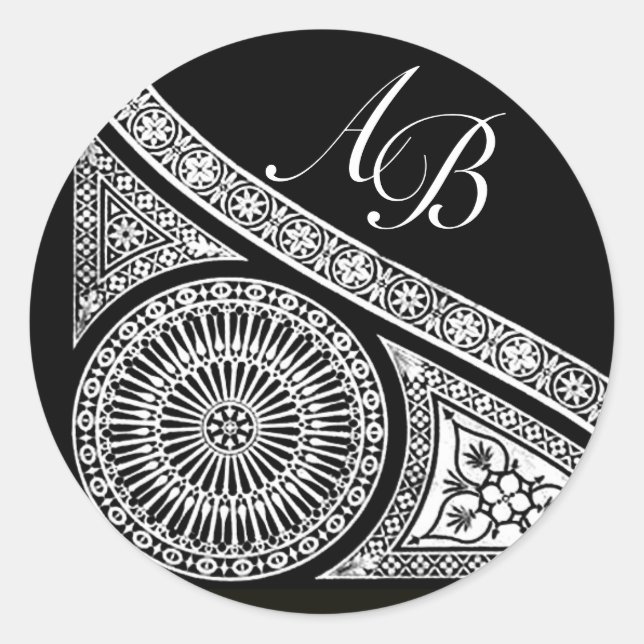 RENAISSANCE MONOGRAM RUNDER AUFKLEBER (Vorderseite)
