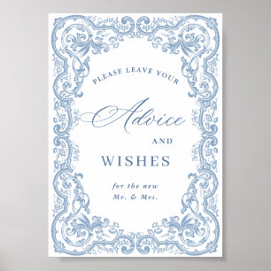 Renaissance-Ornament Dusty Blue Ratschläge & Wünsc Poster