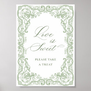 Renaissance-Ornament-Rauchgrüne-Floral-Liebe-ist-s Poster