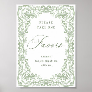 Renaissance-Ornament-Schilfgrün-Favor-Wedding Poster