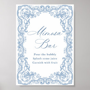 Renaissance-Ornament-Schmutzigblaues-Mimosa-Bar-Sc Poster