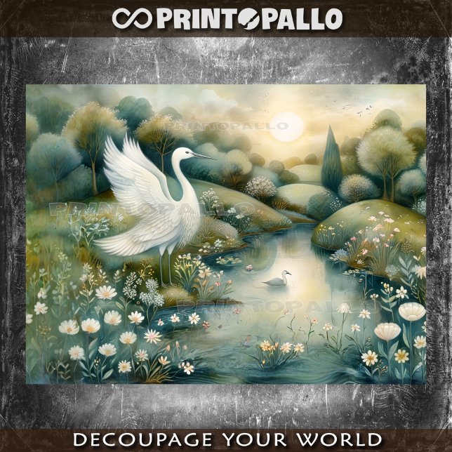 Renaissance painting with swan and lake seidenpapier (Von Creator hochgeladen)